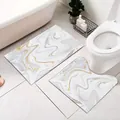 Nordic gold marble pattern 2-piece bathroom rug set with absorbent U-shaped toilet mat - U-Shaped + Rectangular 2-Piece Set / 50x60+50x80cm / Nordic Style 06