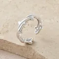 Exquisite adjustable silver thorn open ring with polished finish for men and women - Thorn Open Ring (RD09-6) / Silver