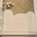 Paillasson d'entrée en PVC à boucles de soie géométrique crème moderne pour foyer - Motif à rayures irrégulières H