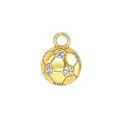 Pendente a pallone da calcio placcato in oro con zirconi per creazione gioielli fai da te - un solo ciondolo, senza catena / Stile Pallone da Calcio Dorato (NAQ09-8)