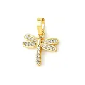 Elegant gold-plated copper dragonfly pendant necklace charm inlaid with sparkling cubic zirconias - Dragonfly Style (NC24-10) / Pendant Only (No Chain)