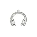 Pendente a forma di cuffia con micro-pave di zirconi, finitura argento. - un solo ciondolo, senza catena / Stile Cuffie Argentate (NAP12-1)
