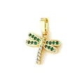 Gold-plated dragonfly pendant with inlaid green and clear zircons jewelry - Green Zirconia Dragonfly (ND13-1) / Pendant Only (No Chain)