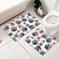 Set of Nordic geometric U-shaped toilet mat and absorbent non-slip bathroom floor rugs - U-Shaped + Rectangular 2-Piece Set / 50x60+50x80cm / Nordic Style 09