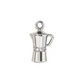 Ciondolo moka in argento con zirconi incastonati per collane e bracciali fai-da-te - un solo ciondolo, senza catena / Stile Moka Argentata (NAQ08-1)