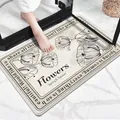 Absorbent lamb velvet bath mat with elegant floral design and English text - 40*60cm / Charming Camellia (Rectangular)