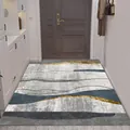 Tapis d'entrée intérieur moderne avec motifs abstraits de vagues dorées et bleues - 40*60cm / Style De Luxe 06