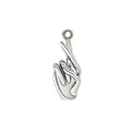 Ciondolo a mano con dita incrociate placcato argento per creazione di gioielli fai da te. - un solo ciondolo, senza catena / Stile Dita Incrociate Argentato (NAQ10-7) / Argento