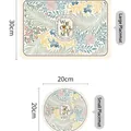 Heat resistant vintage floral waterproof leather placemat set in large and small sizes - 4 Pieces/Pack (20x20cm) / American Placemat Style H