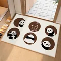Non-slip entrance mat with cute panda and bamboo prints in cream style Belgian velvet - 40*60cm / Panda-A