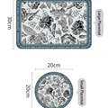 Vintage floral leather placemat set in large rectangular and small circular sizes - 4 Pieces/Pack (20x20cm) / American Placemat Style J