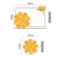 Waterproof leather dining table placemats with yellow floral design, large and small sizes - 20*20cm / Flower Pattern B