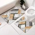 Modern Nordic geometric marble pattern bathroom mat set including U-shaped toilet rug - U-Shaped + Rectangular 2-Piece Set / 50x60+50x80cm / Nordic Style 13
