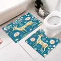 Set tappeti bagno con cervo carino, tappetino WC a U e tappeto antiscivolo resistente - Cervo con collare