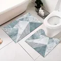 Modern 2-piece Nordic marble geometric bathroom rug set including U-shaped toilet mat - U-Shaped + Rectangular 2-Piece Set / 50x60+50x80cm / Nordic Style 14