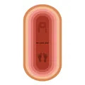 Dettaglio del tappetino ovale per saltare la corda con anelli sfumati rosso-rosa e icone sport. - 50x100cm / Stile Rosso Arancio