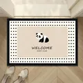 Luxury non-slip Belgian velvet entrance doormat with cute panda and Welcome Sweet Home text - 40*60cm / Panda Dots Style (XMQS-M)