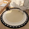 Vintage round Dornier carpet with 'Your Wish Is My Command' text for home office - Diameter 60cm / Light Luxury Round Rug-Style C