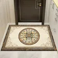 Anti-slip New Chinese style entryway floor mat featuring ornate floral and Greek key pattern - 40*60cm / New Chinese Style 16