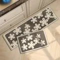 Set di tappetini da cucina marroni con fiori, tappeti in farina fossile antiscivolo - 40*60cm / Stile Esplosione Floreale