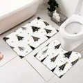 Set di tappetini da bagno con motivo alberi di Natale: tappeto a U e rettangolare - Pino di Natale