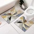 Elegant Nordic geometric marble bathroom mat set including a U-shaped toilet rug - U-Shaped + Rectangular 2-Piece Set / 50x60+50x80cm / Nordic Style 17