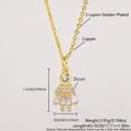 Golden plated copper chain necklace featuring a zircon encrusted little girl pendant - Little Girl Pendant (NAS01-4) / 45+5cm / Gold