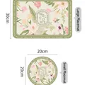 Sets de table de luxe américains en cuir fleuri, grand rectangulaire et petit rond - Set de Table Style Américain L