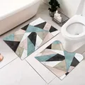 Modern Nordic geometric pattern U-shaped toilet mat and rectangular bathroom rug set - U-Shaped + Rectangular 2-Piece Set / 50x60+50x80cm / Nordic Style 18