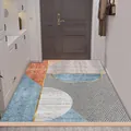 Tapis d'entrée géométrique moderne avec un motif abstrait bleu et orange élégant - 40*60cm / Style de luxe 08