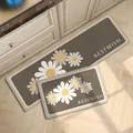 Set di due tappetini da cucina in fango di diatomee con motivo a margherita antiscivolo marrone - 40*60cm / Stile Punti di Petali