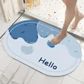 Detailed view of an absorbent blue and white diatom mud bath mat in a bathroom setting - Simple-Blue
