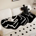 Black and white irregular abstract line sofa cushion throw on a minimalist white couch - 50*50CM / Luxury Impression-H (Black Base White Abstract Line Pattern)