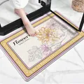 Non-slip lamb velvet bath mat with elegant floral pattern and spring text design for home - 40*60cm / Gold Inlaid Floral (Rectangular)