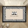 Non-slip Belgium velvet doormat featuring a cute panda design and motivational quote - 40*60cm / Panda Radial Stripes Style (XMQS-K)