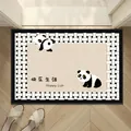 Premium non-slip entrance floor mat featuring cute cartoon panda and Happy Life print - 40*60cm / Panda Woven Texture Style (XMQS-G)