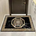 New Chinese style door mat with black marble pattern and golden traditional motif - 40*60cm / New Chinese Style 19