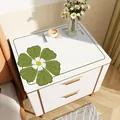Elegant white leather bedside table mat with large green floral print waterproof design - 30*40cm / Flower Pattern A