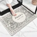 Soft lamb wool non-slip bathroom mat with 'Happy' English floral print - 40*60cm / Dewy Hydrangea (Rectangular)
