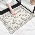 Lamb velvet bath mat with black floral print and motivational quotes for home decor - 40*60cm / Dreamy Flower Whisper (Rectangular)