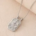 Collier avec pendentif croix colombe saint-esprit en argent vintage et incrustation zircon. - 1.5x2.5cm / Style Argenté (NAQ10-9)