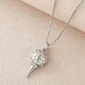 Elegante verzilverde halsketting met golfbalhanger en fonkelende zirkonia steentjes. - Platinat Vergulde IJs Halsketting (NAR06-1) / Zilver