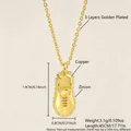 Gold shoe pendant necklace with material specs: copper, zircon, 45cm chain length. - Shoe Shape Necklace (NAQ10-3) / 1.9x0.8cm / Gold