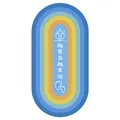 Oval non-slip jump rope mat with rainbow color ring design and motivational text - 50x100cm / Blue Good Luck (Printed With Chinese Slogan) / Blue