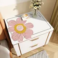 Bedside table mat with pink flower design, waterproof leather protector for furniture. - 30*40cm / White with Pink Flowers (Flower Pattern D)