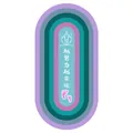 Non-slip oval fitness mat with purple and teal concentric rings and jump rope icon - 50x100cm / Little Luck Print Style / Purple