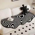 Modern irregular Dornier sofa mat with black and white topographic wavy pattern - 50*50CM / Luxury Impression-J (Black & White Wave Pattern)