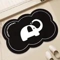Elegante alfombra de baño absorbente negra con forma de nube y diseño de elefante - Lucky Elefante / 40*60cm [Tierra de diatomeas fina]