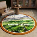 Tapis rond vert avec paysage de champ de blé impressionniste pour chambre et bureau - Diamètre 60cm / Style Champ de Blé de Van Gogh (YH-J)