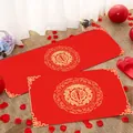 Traditionelles rotes Hochzeits-Fußmatten-Set mit goldenem Doppelglück-Muster für Deko - Hochzeitsstil 11 (Traditionelles Ornament)